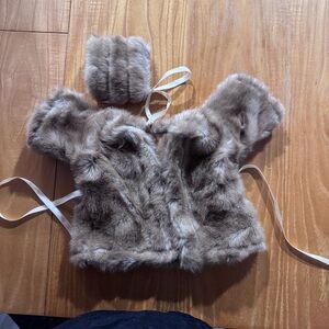 Vintage Faux Fur dolls coat and‎ hand warmer